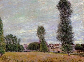 Alfred Sisley : The Village of Moret, Seen from the Fields